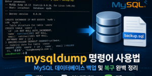 Linux 터미널에서 mysqldump 명령어로 MySQL 데이터베이스를 백업하는 화면