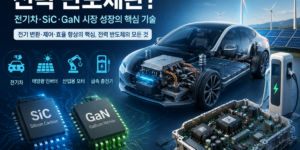 전기차와 전력 반도체 구조를 표현한 일러스트 이미지
