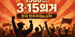 1960년 마산에서 발생한 3·15의거를 상징하는 학생과 시민들의 민주화 시위 모습