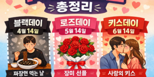 한국 14일 기념일과 블랙데이를 설명하는 이미지