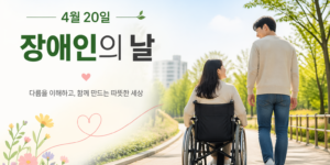 장애인의 날을 상징하는 휠체어 이용자와 시민이 함께 이동하는 모습