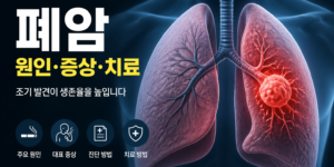 폐암 원인 증상 치료를 설명하는 폐 일러스트 이미지
